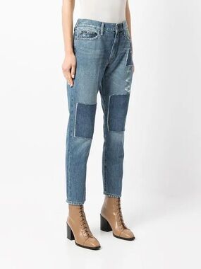Polo Ralph Lauren Avery Boyfriend Jeans Selvedge Patch Distressed Crop Size 25